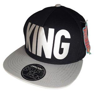 NWT Official Brand King Cap Hat 2-Tone BLACK SILVER GREY